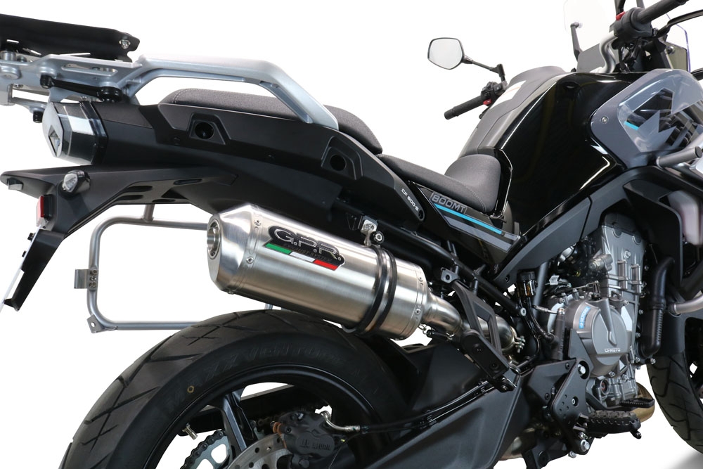 Esapament GPR compatibil cu Cf Moto 800 Mt Touring 2022 Evacuare slip-on omologata, inclusiv db killer detașabil și cot de legătură,Satinox 
