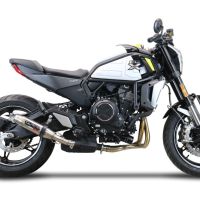 Exhaust compatible with Cf Moto 700 CL-X Adv 2022-2024, Deeptone Inox, Homologated legal slip-on exhaust including removable db killer and link pipe