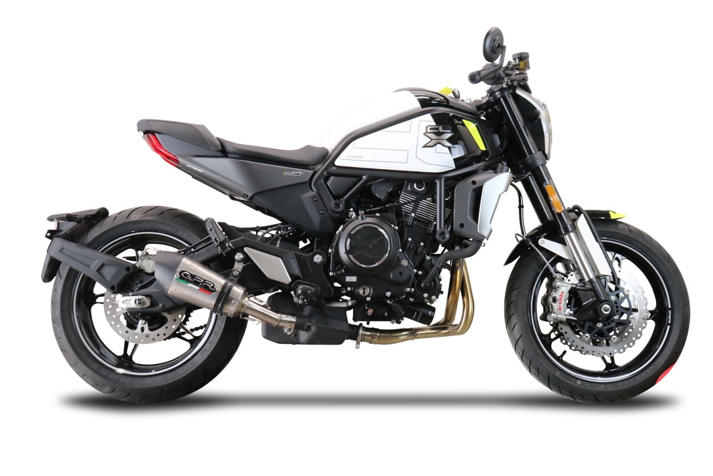Esapament GPR compatibil cu Cf Moto 700 CL-X Sport 2022 Evacuare slip-on omologata, inclusiv db killer detașabil și cot de legătură,New Grand Prix Evo Titanium