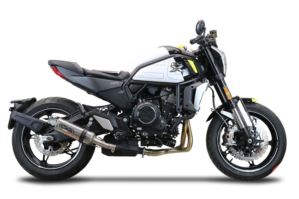 Esapament GPR compatibil cu Cf Moto 700 CL-X Adv 2022 Evacuare slip-on omologata, inclusiv db killer detașabil și cot de legătură,M3 Inox 