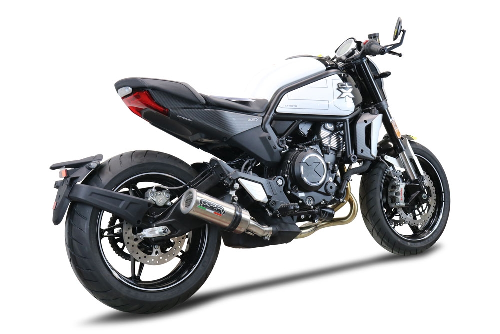 Esapament GPR compatibil cu Cf Moto 700 CL-X Adv 2022 Evacuare slip-on omologata, inclusiv db killer detașabil și cot de legătură,M3 Inox 