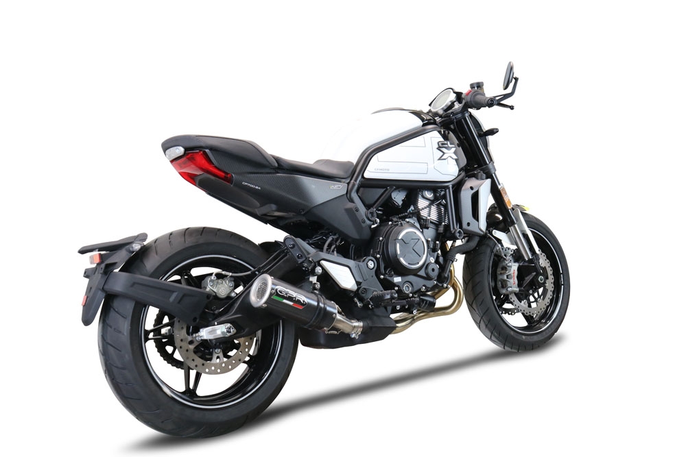 Exhaust compatible with Cf Moto 700 CL-X Adv 2022-2024, M3 Poppy , Homologated legal slip-on exhaust including removable db killer and link pipe
