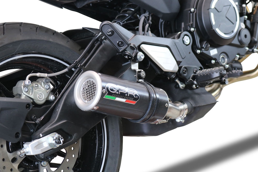 Exhaust compatible with Cf Moto 700 CL-X Adv 2022-2024, M3 Poppy , Homologated legal slip-on exhaust including removable db killer and link pipe