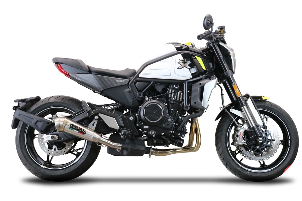 Esapament GPR compatibil cu Cf Moto 700 CL-X Adv 2022 Evacuare slip-on omologata, inclusiv db killer detașabil și cot de legătură,Powercone Evo