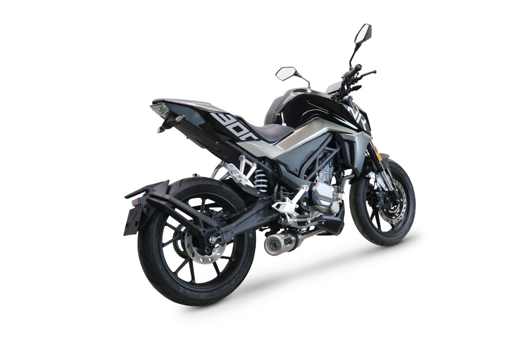 Esapament GPR compatibil cu Cf Moto 300 NK 2022 Sistem complet de evacuare legal omologat, inclusiv db killer și catalizator detașabil,M3 Inox 