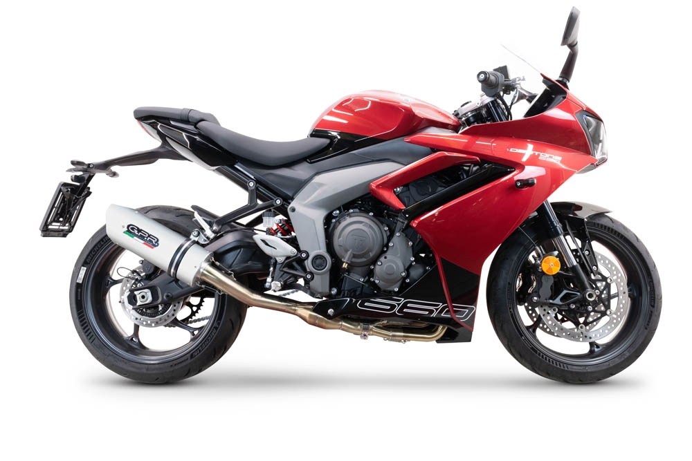 Esapament GPR compatibil cu Triumph Daytona 660 2023 Sistem complet de evacuare legal omologat, inclusiv db killer și catalizator detașabil,Albus Evo4