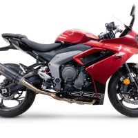 Esapament GPR compatibil cu Triumph Daytona 660 2023 Sistem complet de evacuare legal omologat, inclusiv db killer și catalizator detașabil,M3 Black Titanium