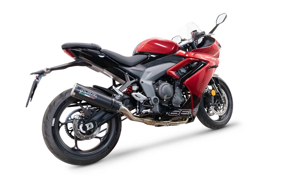 Esapament GPR compatibil cu Triumph Daytona 660 2023 Sistem complet de evacuare legal omologat, inclusiv db killer și catalizator detașabil,M3 Black Titanium