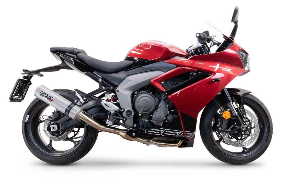 Esapament GPR compatibil cu Triumph Daytona 660 2023 Sistem complet de evacuare Racing, inclusiv db killer detașabil,M3 Inox 