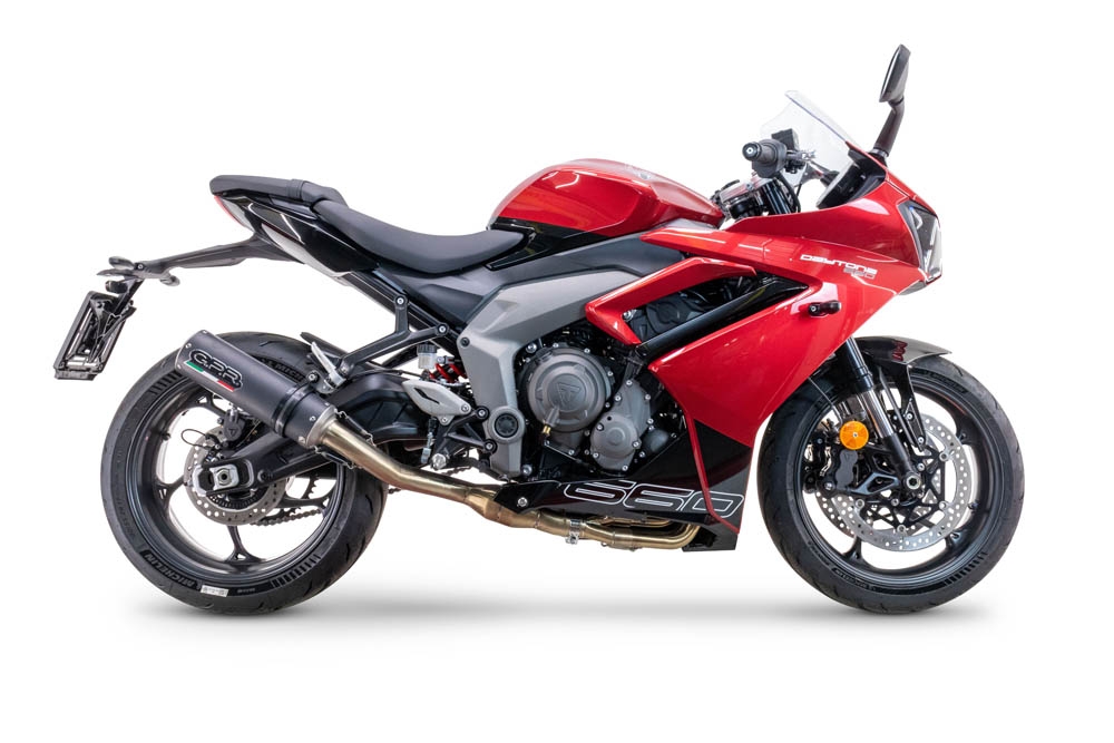 Exhaust compatible with Triumph Daytona 660 2023-2025, M3 Black Titanium, Racing full system exhaust, including removable db killer