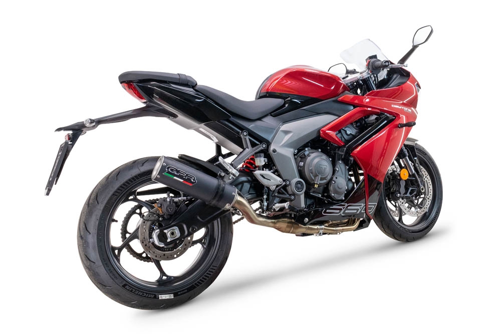 Exhaust compatible with Triumph Daytona 660 2023-2025, M3 Black Titanium, Racing full system exhaust, including removable db killer