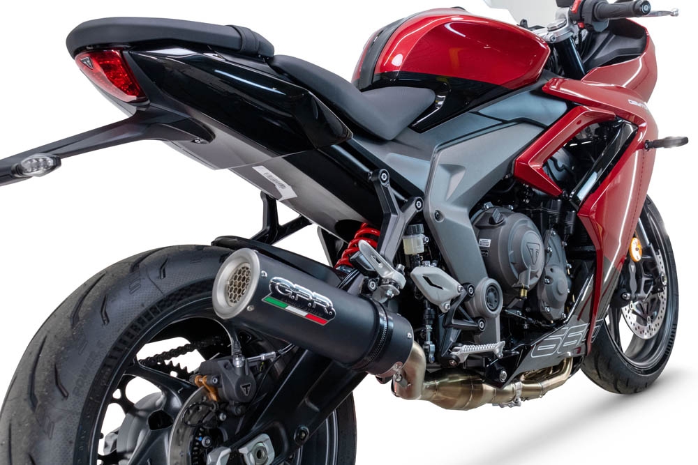 Exhaust compatible with Triumph Daytona 660 2023-2025, M3 Black Titanium, Racing full system exhaust, including removable db killer