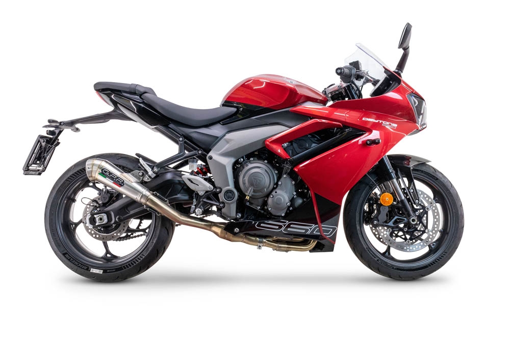 Esapament GPR compatibil cu Triumph Daytona 660 2023 Sistem complet de evacuare Racing, inclusiv db killer detașabil,Powercone Evo