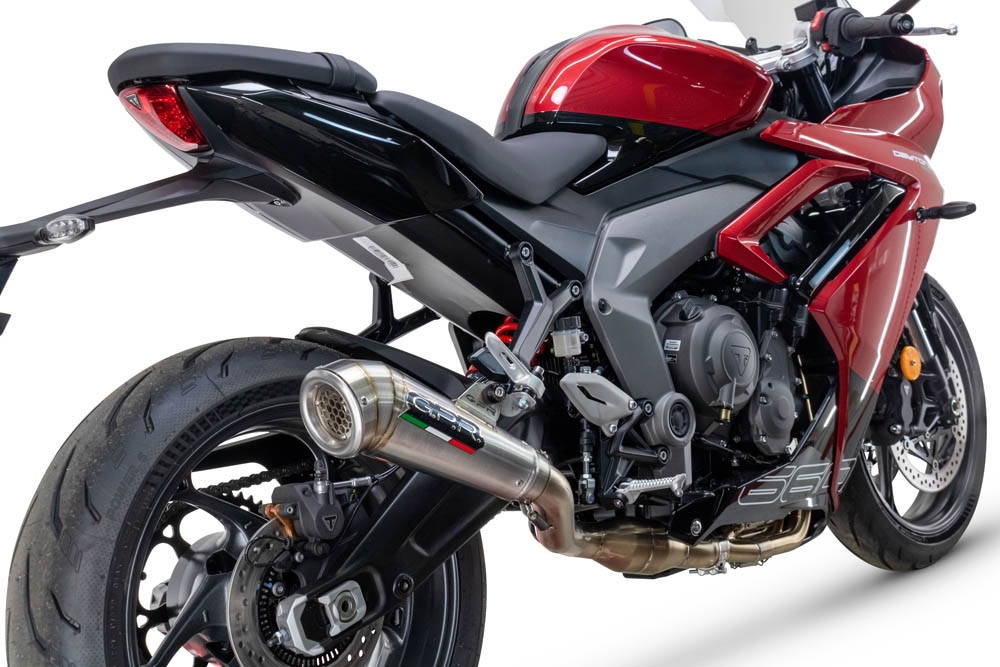 Esapament GPR compatibil cu Triumph Daytona 660 2023 Sistem complet de evacuare Racing, inclusiv db killer detașabil,Powercone Evo