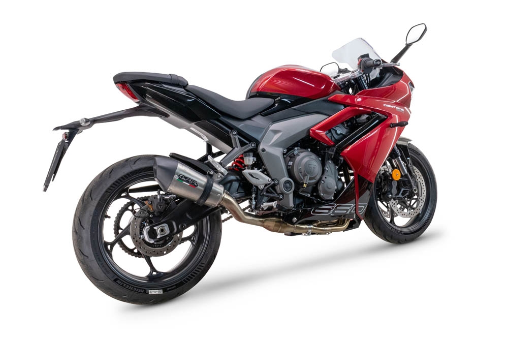 Esapament GPR compatibil cu Triumph Daytona 660 2023 Sistem complet de evacuare Racing, inclusiv db killer detașabil,New Grand Prix Evo Titanium