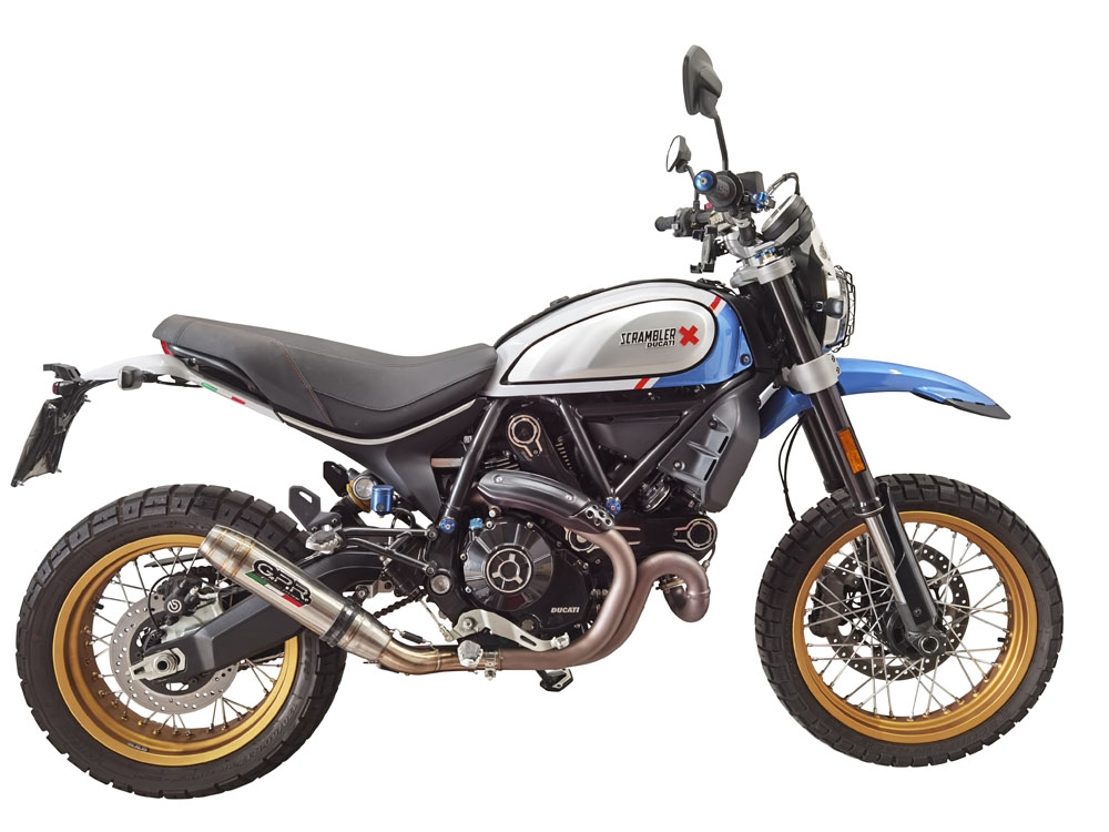 Esapament GPR compatibil cu Ducati Scrambler 800 Desert Sled -DS Fasthouse 2021 Evacuare slip-on omologata, inclusiv db killer detașabil, cot de legătură și catalizator,Deeptone Inox