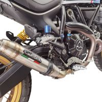 Esapament GPR compatibil cu Ducati Scrambler 800 Desert Sled -DS Fasthouse 2021 Evacuare slip-on omologata, inclusiv db killer detașabil, cot de legătură și catalizator,Deeptone Inox