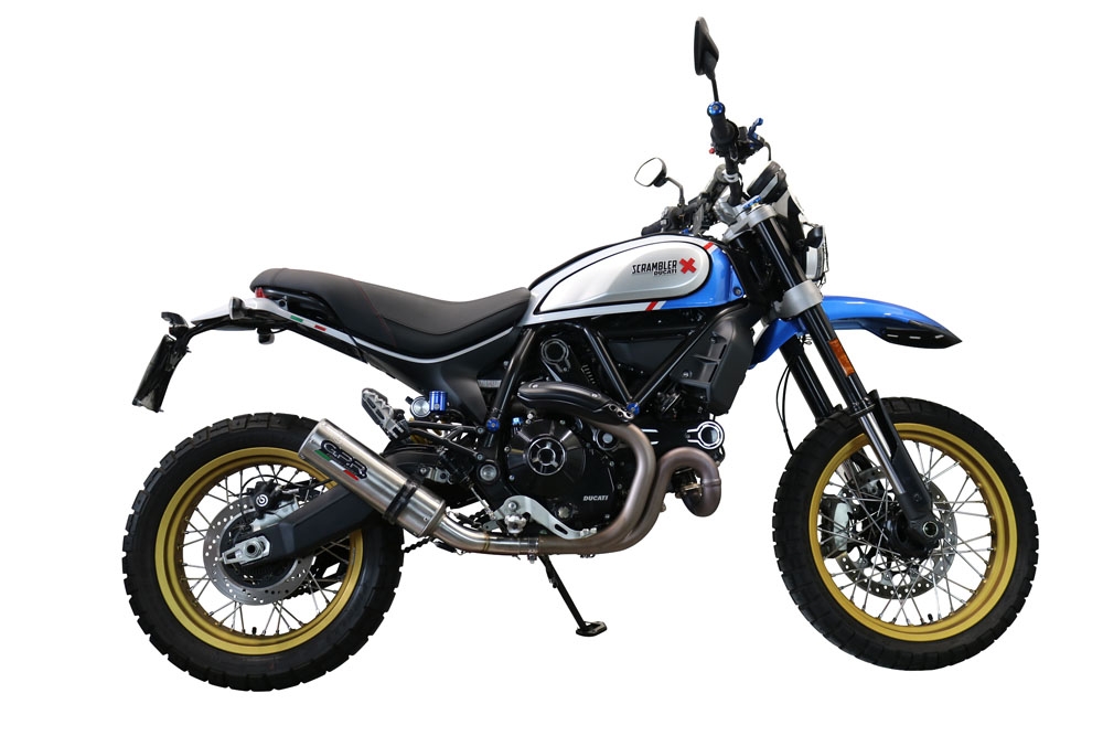 Esapament GPR compatibil cu Ducati Scrambler 800 Desert Sled -DS Fasthouse 2021 Evacuare slip-on omologata, inclusiv db killer detașabil, cot de legătură și catalizator,M3 Inox 
