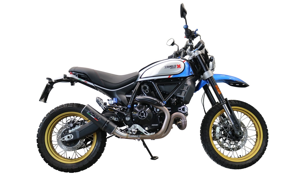 Esapament GPR compatibil cu Ducati Scrambler 800 Desert Sled -DS Fasthouse 2021 Evacuare slip-on omologata, inclusiv db killer detașabil, cot de legătură și catalizator,M3 Black Titanium
