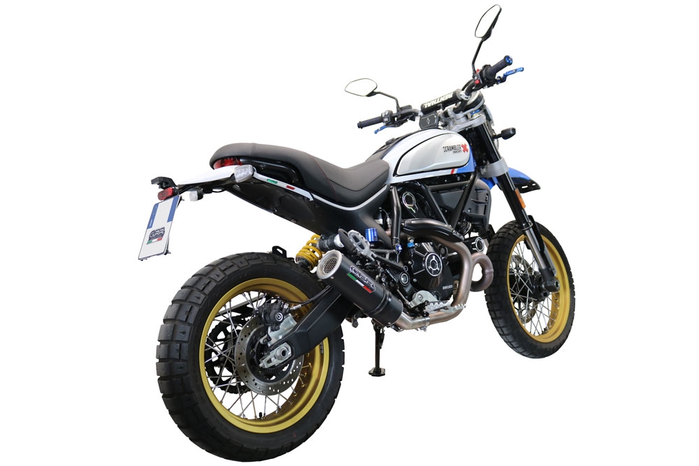 Esapament GPR compatibil cu Ducati Scrambler 800 Desert Sled -DS Fasthouse 2021 Evacuare slip-on omologata, inclusiv db killer detașabil, cot de legătură și catalizator,M3 Black Titanium