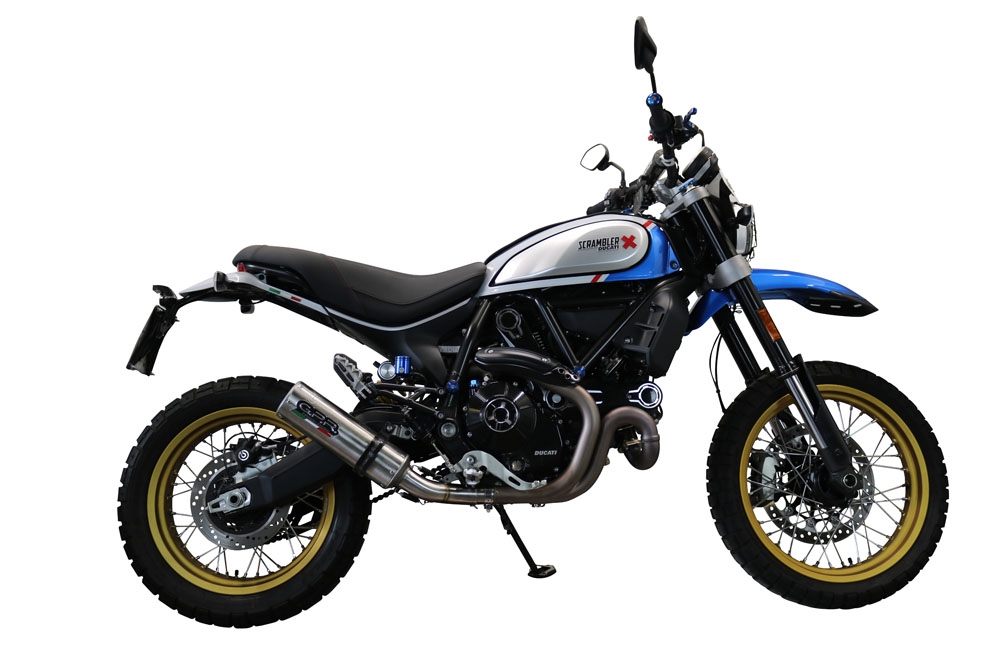 Esapament GPR compatibil cu Ducati Scrambler 800 Desert Sled -DS Fasthouse 2021 Evacuare slip-on omologata, inclusiv db killer detașabil, cot de legătură și catalizator,M3 Titanium Natural