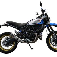 Esapament GPR compatibil cu Ducati Scrambler 800 Desert Sled -DS Fasthouse 2021 Evacuare slip-on omologata, inclusiv db killer detașabil, cot de legătură și catalizator,M3 Titanium Natural