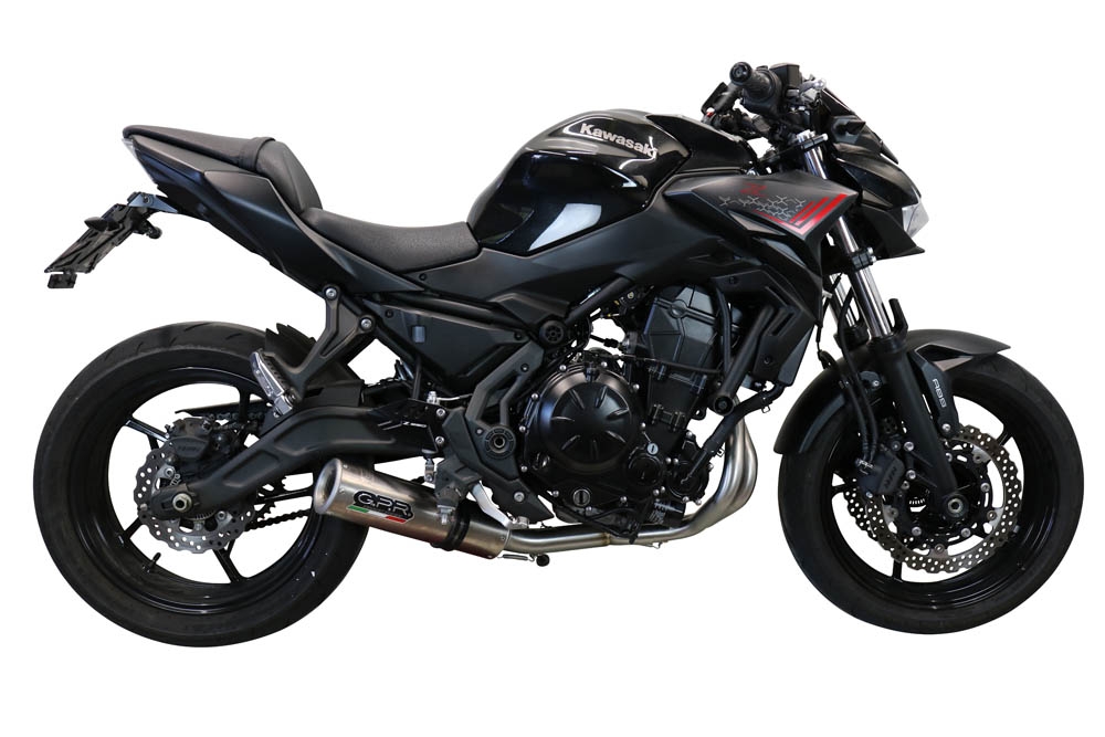 Esapament GPR compatibil cu Kawasaki Z 650 2017 Sistem complet de evacuare legal omologat, inclusiv db killer și catalizator detașabil,M3 Inox 