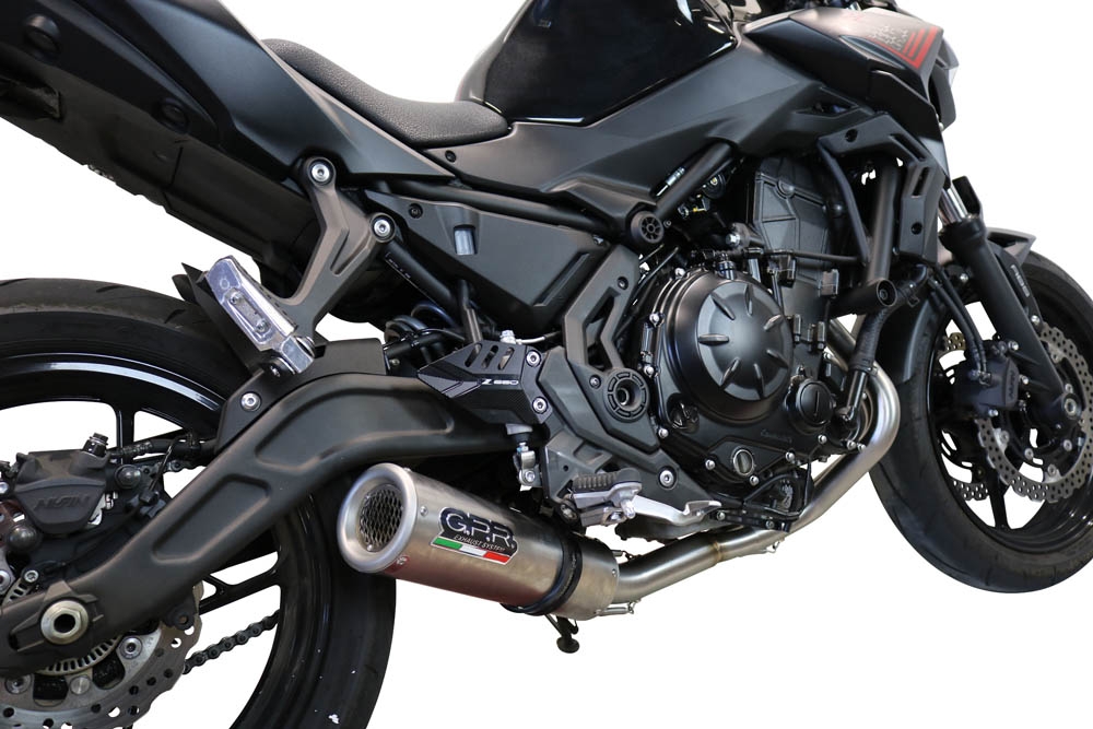 Esapament GPR compatibil cu Kawasaki Z 650 2017 Sistem complet de evacuare legal omologat, inclusiv db killer și catalizator detașabil,M3 Inox 