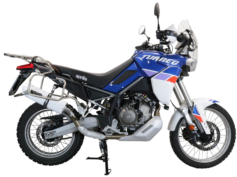 Exhaust compatible with Aprilia Tuareg 660 2021-2024, Albus Evo4, Homologated legal slip-on exhaust including removable db killer and link pipe