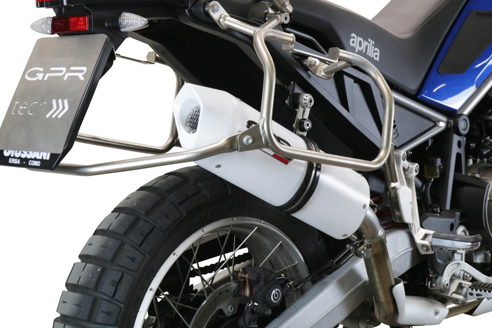 Exhaust compatible with Aprilia Tuareg 660 2021-2024, Albus Evo4, Homologated legal slip-on exhaust including removable db killer and link pipe