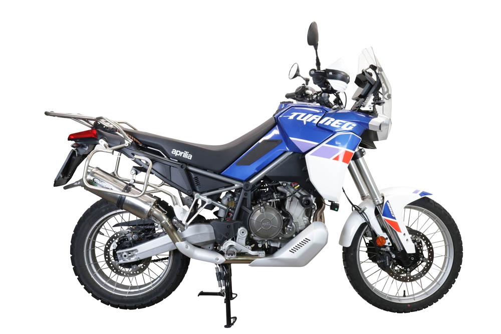 Exhaust compatible with Aprilia Tuareg 660 2021-2024, Dual Inox, Homologated legal slip-on exhaust including removable db killer and link pipe