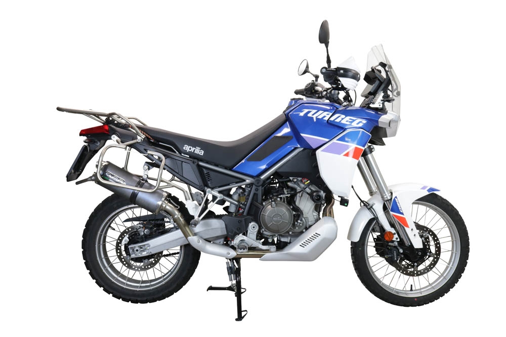 Esapament GPR compatibil cu Aprilia Tuareg 660 2021 Evacuare slip-on omologata, inclusiv db killer detașabil și cot de legătură,Dual Poppy