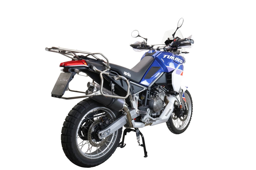 Esapament GPR compatibil cu Aprilia Tuareg 660 2021 Evacuare slip-on omologata, inclusiv db killer detașabil și cot de legătură,Dual Poppy