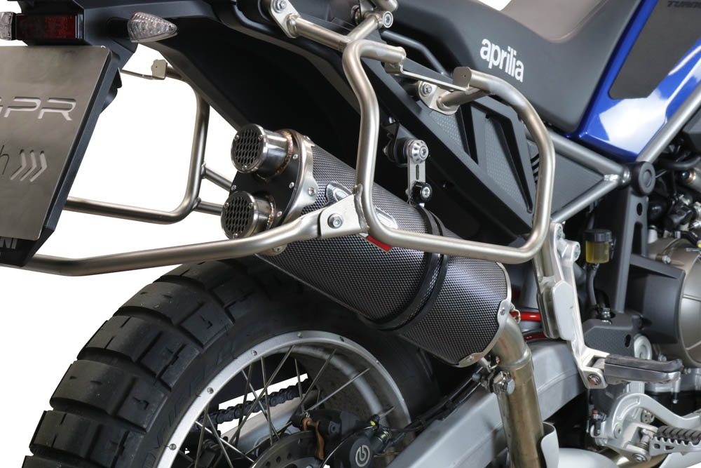 Esapament GPR compatibil cu Aprilia Tuareg 660 2021 Evacuare slip-on omologata, inclusiv db killer detașabil și cot de legătură,Dual Poppy