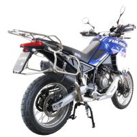Exhaust compatible with Aprilia Tuareg 660 2021-2024, Furore Evo4 Nero, Homologated legal slip-on exhaust including removable db killer and link pipe