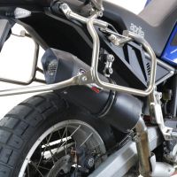 Exhaust compatible with Aprilia Tuareg 660 2021-2024, Furore Evo4 Nero, Homologated legal slip-on exhaust including removable db killer and link pipe