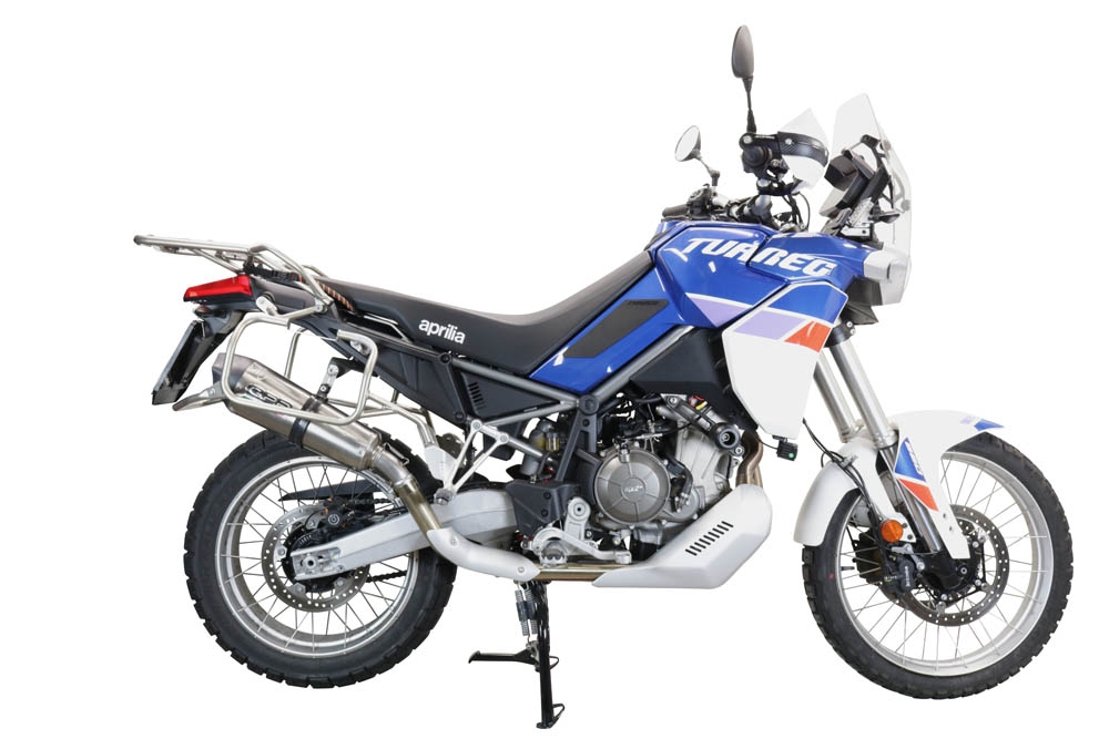 Esapament GPR compatibil cu Aprilia Tuareg 660 2021 Evacuare slip-on omologata, inclusiv db killer detașabil și cot de legătură,New Grand Prix Evo Titanium