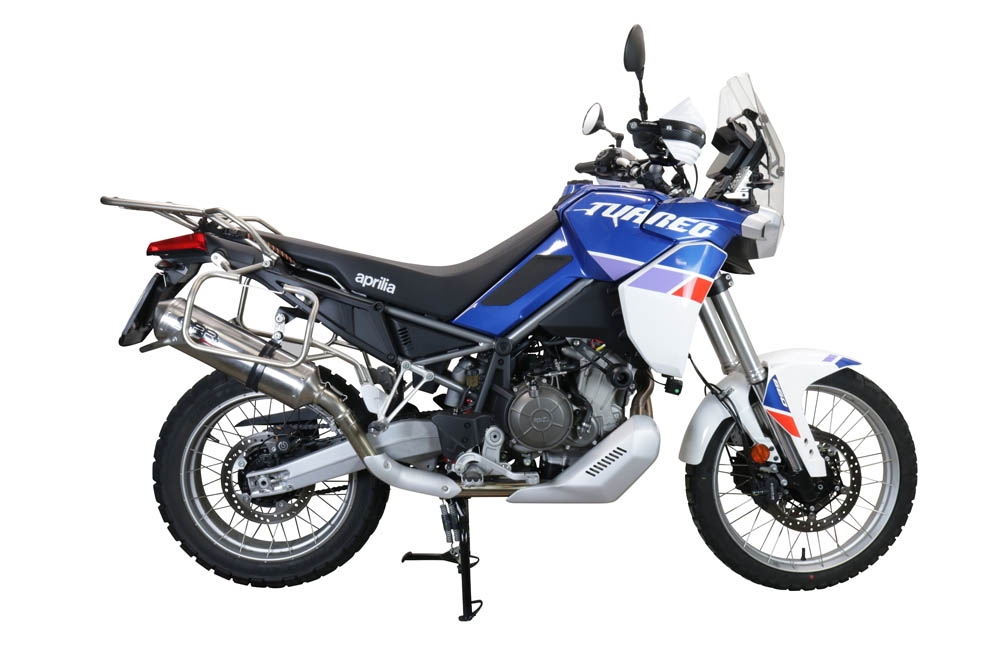 Esapament GPR compatibil cu Aprilia Tuareg 660 2021 Evacuare slip-on omologata, inclusiv db killer detașabil și cot de legătură,Satinox 