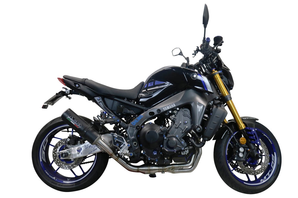 Exhaust compatible with Yamaha Mt-09 2021-2023, M3 Black Titanium, Homologated legal full system exhaust, including removable db killer and catalyst