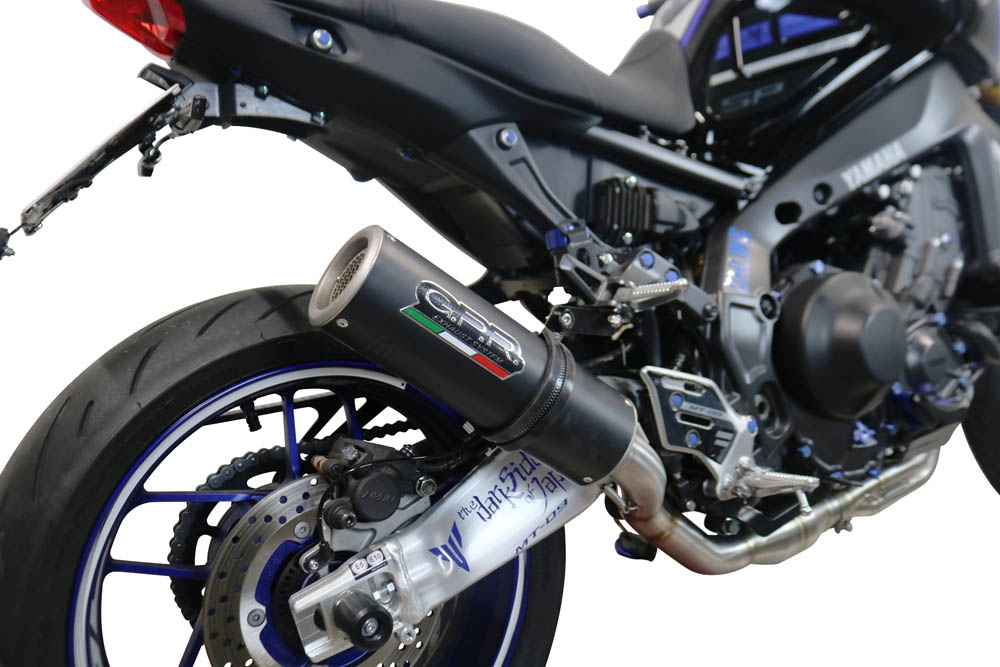 Exhaust compatible with Yamaha Mt-09 2021-2023, M3 Black Titanium, Homologated legal full system exhaust, including removable db killer and catalyst