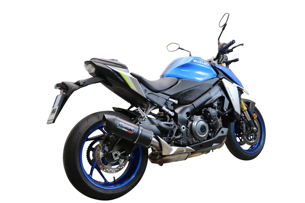 Exhaust compatible with Suzuki Gsx-S 1000 F 2017-2020, Furore Evo4 Nero, Homologated legal slip-on exhaust including removable db killer and link pipe