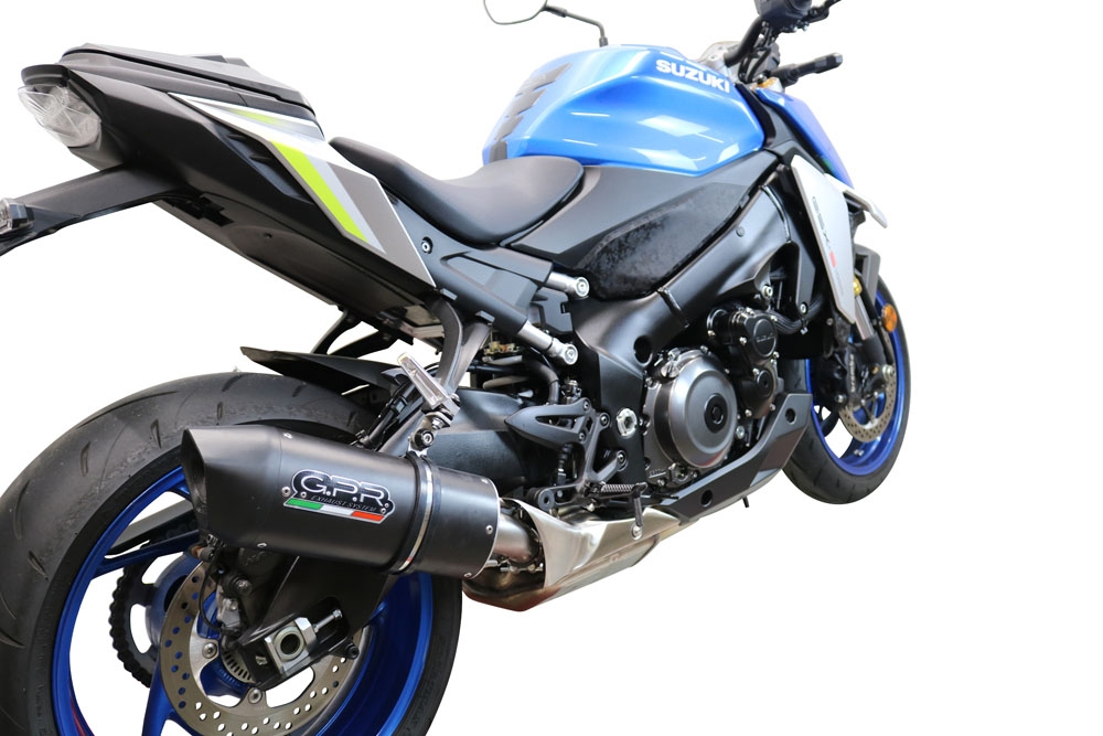 Exhaust compatible with Suzuki Gsx-S 1000 F 2017-2020, Furore Evo4 Nero, Homologated legal slip-on exhaust including removable db killer and link pipe