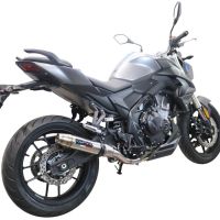 Exhaust compatible with Voge 500R 2021-2024, Deeptone Inox, Homologated legal slip-on exhaust including removable db killer and link pipe