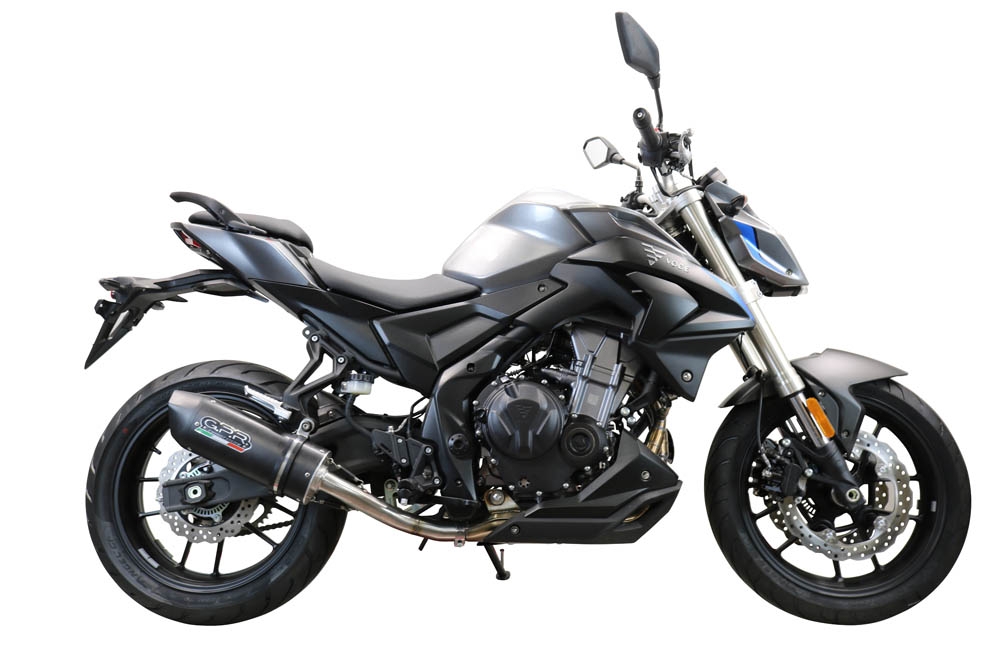 Exhaust compatible with Voge 500DSX 2021-2024, Furore Evo4 Nero, Homologated legal slip-on exhaust including removable db killer and link pipe
