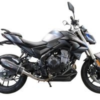 Exhaust compatible with Voge 500DSX 2021-2024, Furore Evo4 Nero, Homologated legal slip-on exhaust including removable db killer and link pipe