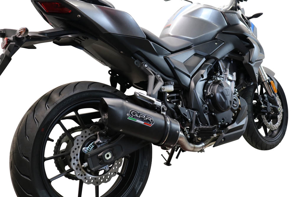 Exhaust compatible with Voge 500DSX 2021-2024, Furore Evo4 Nero, Homologated legal slip-on exhaust including removable db killer and link pipe