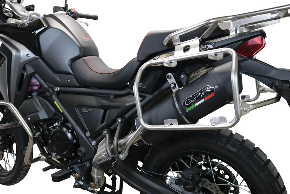 Exhaust compatible with Voge 650DSX 2021-2024, Furore Evo4 Nero, Homologated legal slip-on exhaust including removable db killer, link pipe and catalyst