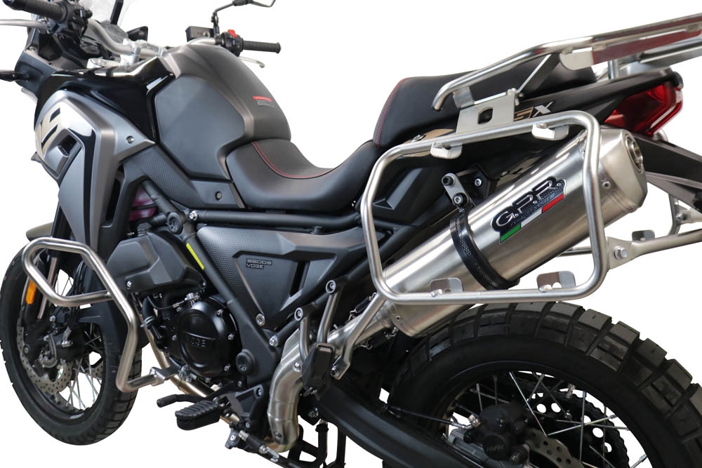 Exhaust compatible with Voge 650DSX 2021-2024, Satinox , Homologated legal slip-on exhaust including removable db killer, link pipe and catalyst