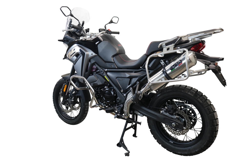 Exhaust compatible with Voge 650DSX 2021-2024, Satinox , Homologated legal slip-on exhaust including removable db killer, link pipe and catalyst