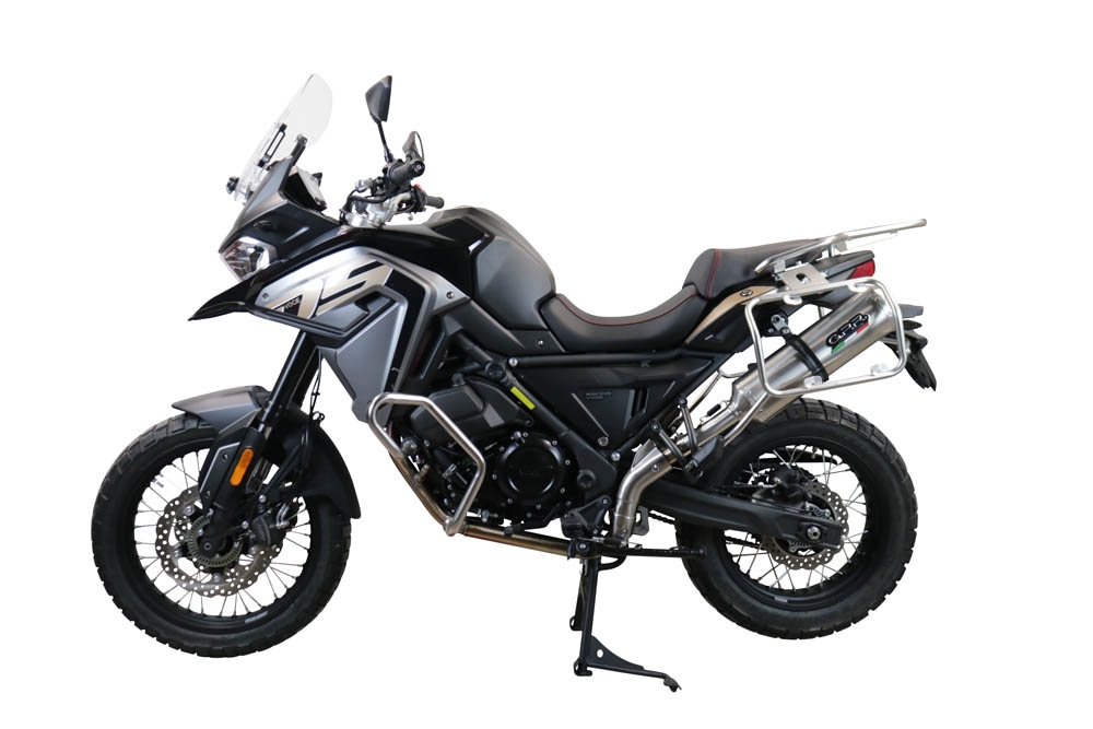 Exhaust compatible with Voge 650DSX 2021-2024, Satinox , Homologated legal slip-on exhaust including removable db killer, link pipe and catalyst